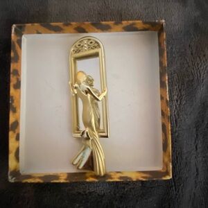 Elegant Gold Figurine with Mirror
